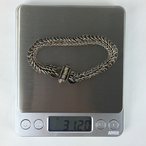 Gorgeous! RARE VINTAGE RAJASTHANI Sterling Screw Clasp 7" - Picture 8 of 8